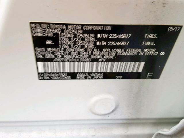 JTMZFREV1HJ139980 - 2017 TOYOTA RAV4 LE Ақ фото 10