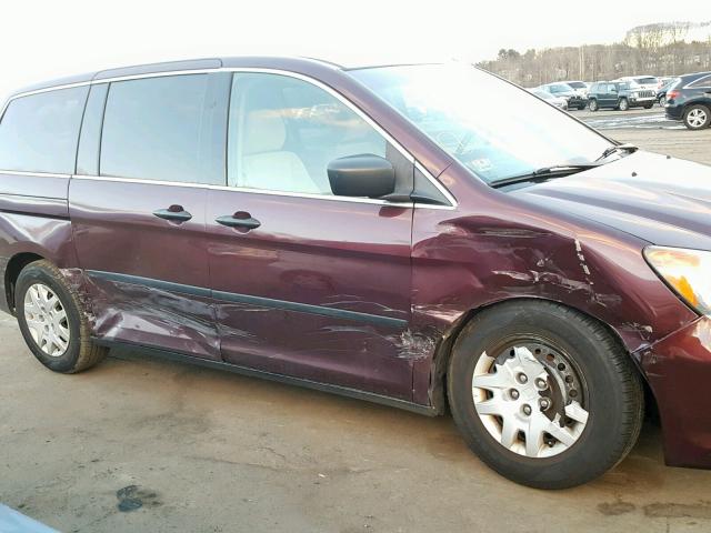 5FNRL38288B088573 - 2008 HONDA ODYSSEY LX BURGUNDY photo 9