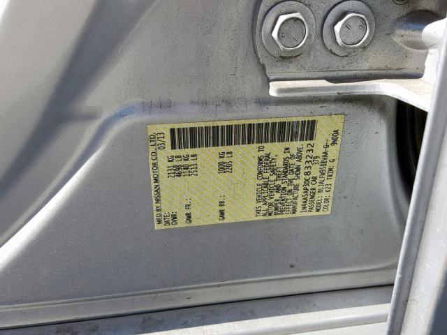 1N4AA5AP3DC833232 - 2013 NISSAN MAXIMA S SILVER photo 10