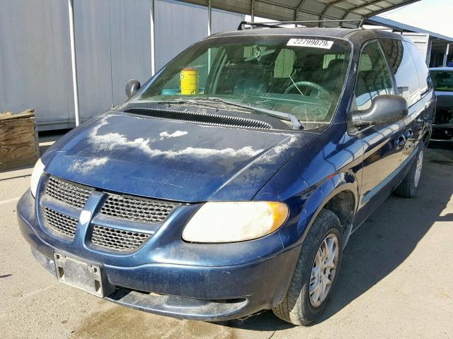 2B4GP44312R727367 - 2002 DODGE GRAND CARA BLUE photo 2