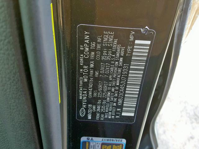 KM8J3CA45JU719331 - 2018 HYUNDAI TUCSON LIM BLACK photo 10