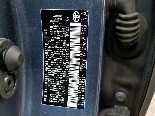 5YFBURHE3FP259100 - 2015 TOYOTA COROLLA L TURQUOISE photo 10