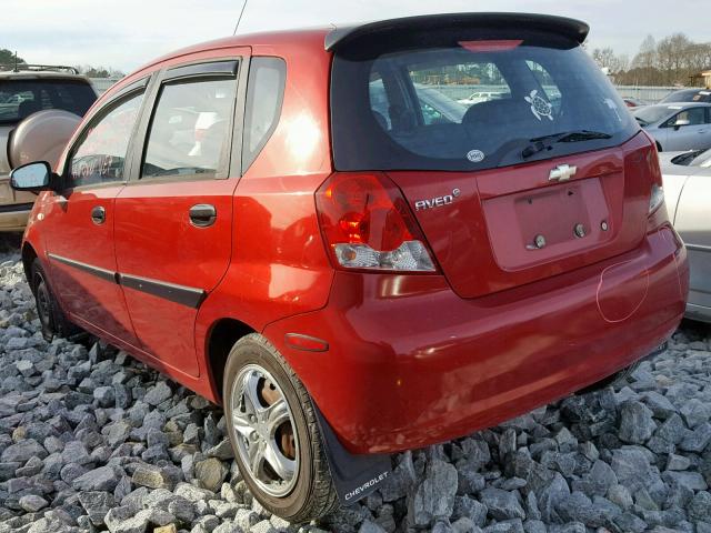 KL1TD66678B055617 - 2008 CHEVROLET AVEO BASE Қызыл фото 3