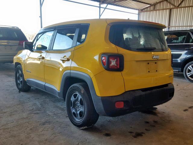 ZACCJAAB4HPE68481 - 2017 JEEP RENEGADE S YELLOW photo 3