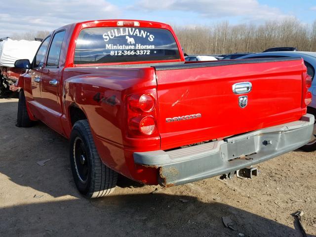 1D7HW28K05S271709 - 2005 DODGE DAKOTA QUA RED photo 3