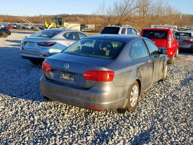 3VW2K7AJ9EM304657 - 2014 VOLKSWAGEN JETTA BASE GRAY photo 4