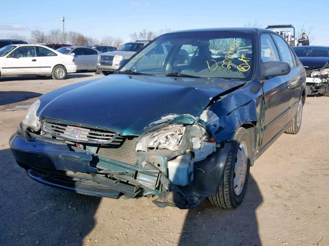 2HGEJ6623WH525347 - 1998 HONDA CIVIC DX GREEN photo 2