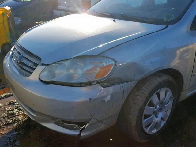 1NXBR32E53Z060728 - 2003 TOYOTA COROLLA CE SILVER photo 9