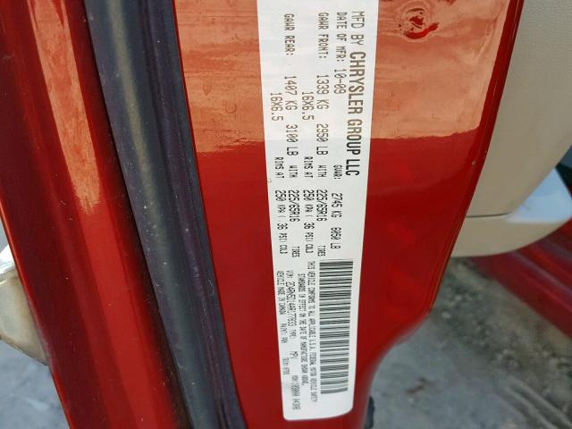 2D4RN5D14AR177833 - 2010 DODGE GRAND CARA RED photo 10