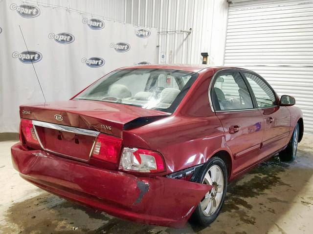 KNAGD128365444753 - 2006 KIA OPTIMA LX BURGUNDY photo 4