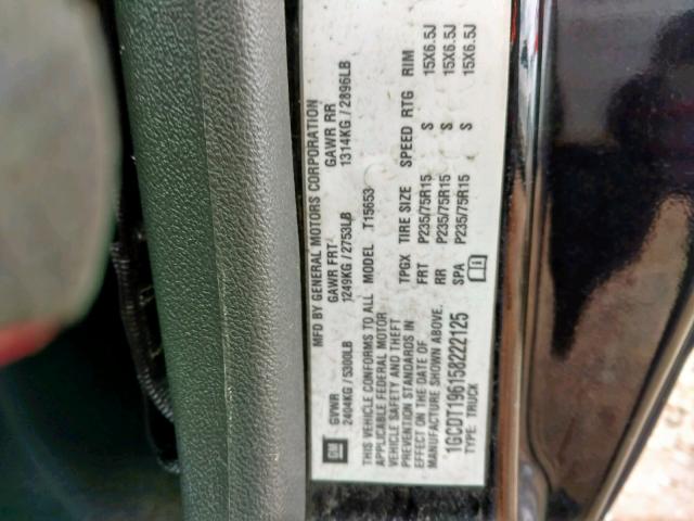 1GCDT196158222125 - 2005 CHEVROLET COLORADO 黑色 照片 10