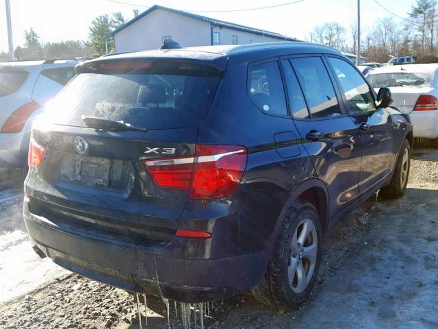 5UXWX5C51BL704654 - 2011 BMW X3 XDRIVE2 BLACK photo 4