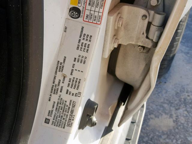 5GTEN13E488116277 - 2008 HUMMER H3 WHITE photo 10