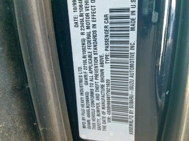 4S3BH6658Y7621920 - 2000 SUBARU LEGACY OUT 蓝色 照片 10