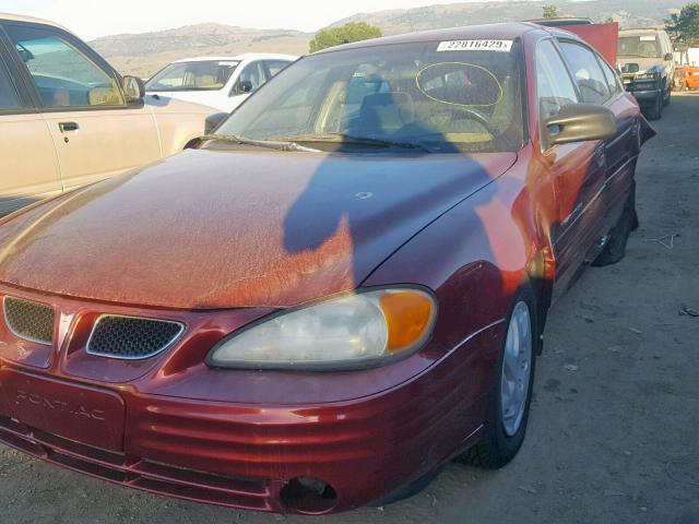 1G2NE52T51M553785 - 2001 PONTIAC GRAND AM S RED photo 2