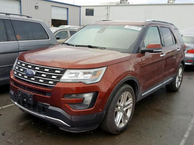 1FM5K7F83GGA43475 - 2016 FORD EXPLORER L BURGUNDY photo 2