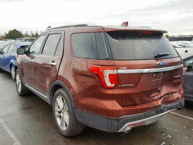 1FM5K7F83GGA43475 - 2016 FORD EXPLORER L BURGUNDY photo 3