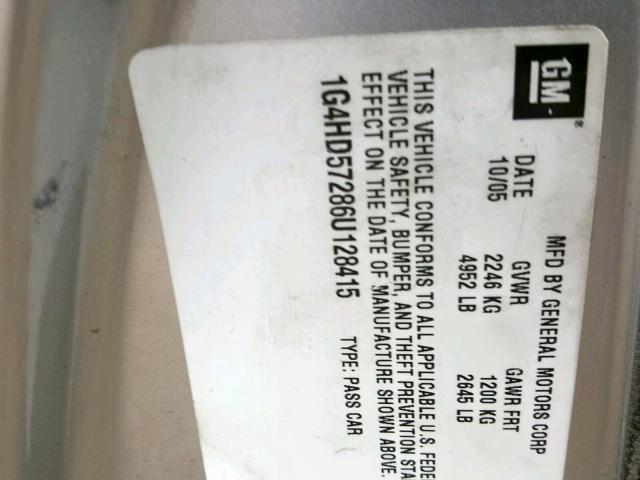 1G4HD57286U128415 - 2006 BUICK LUCERNE CX 银色 照片 10