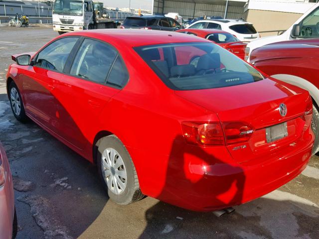 3VW2K7AJ7EM235435 - 2014 VOLKSWAGEN JETTA BASE RED photo 3