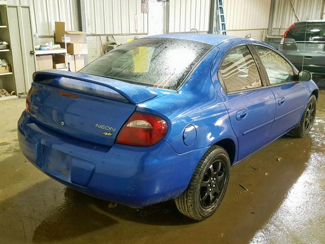 1B3ES56CX5D184962 - 2005 DODGE NEON SXT BLUE photo 4