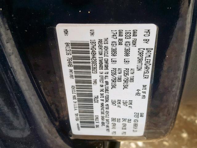 1B7HG48N42S653623 - 2002 DODGE DAKOTA QUA BLUE photo 10