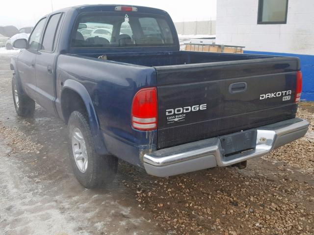 1B7HG48N42S653623 - 2002 DODGE DAKOTA QUA BLUE photo 3