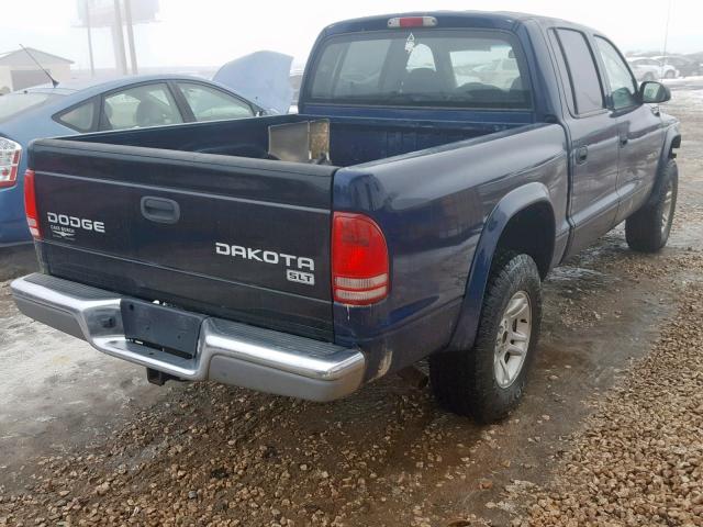 1B7HG48N42S653623 - 2002 DODGE DAKOTA QUA BLUE photo 4