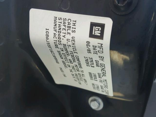 1G8AJ55F16Z109948 - 2006 SATURN ION LEVEL BLACK photo 10