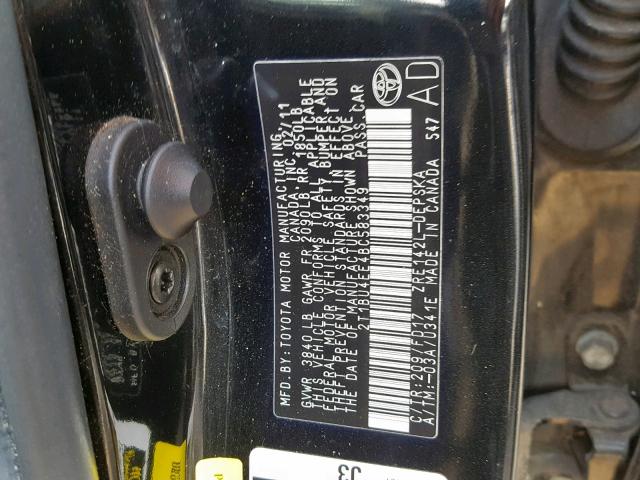 2T1BU4EE4BC583349 - 2011 TOYOTA COROLLA BA BLACK photo 10