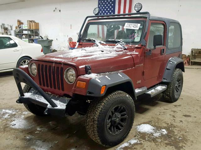 1J4FY29P8XP432653 - 1999 JEEP WRANGLER / MAROON photo 2