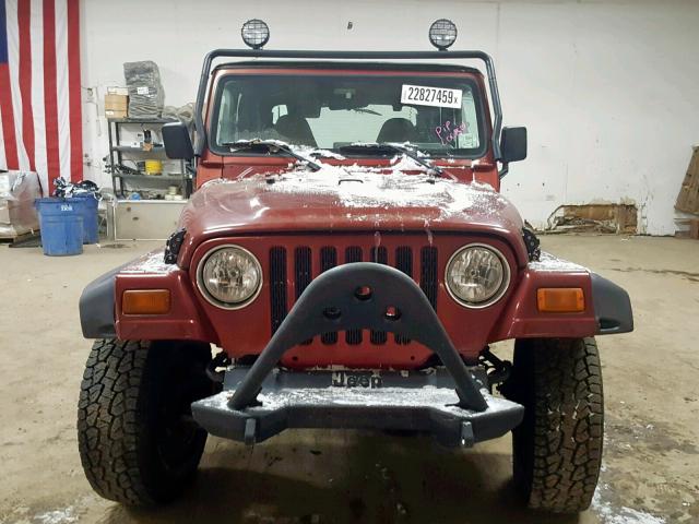 1J4FY29P8XP432653 - 1999 JEEP WRANGLER / MAROON photo 9