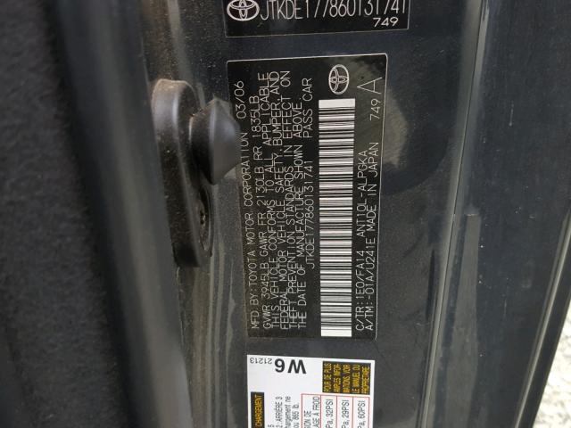 JTKDE177860131741 - 2006 TOYOTA SCION TC GRAY photo 10