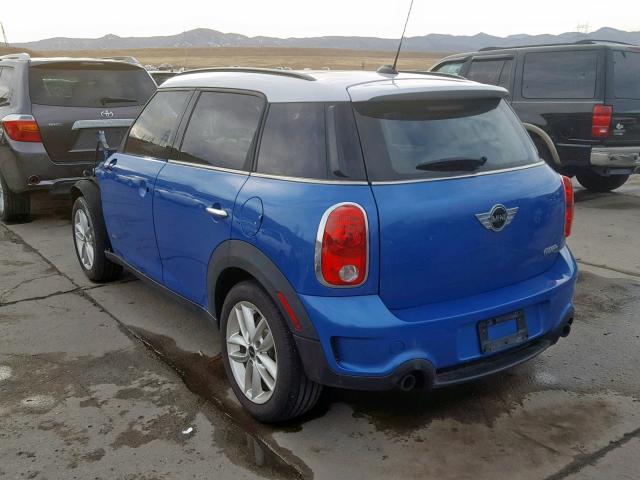 WMWZC5C51CWL58354 - 2012 MINI COOPER S C BLUE photo 3