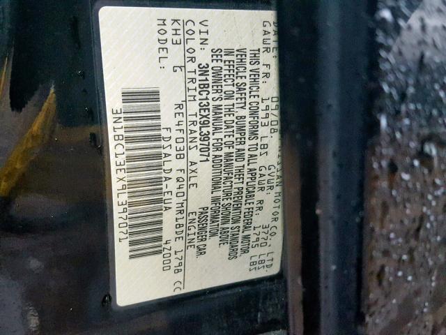 3N1BC13EX9L397071 - 2009 NISSAN VERSA S 黑色 照片 10