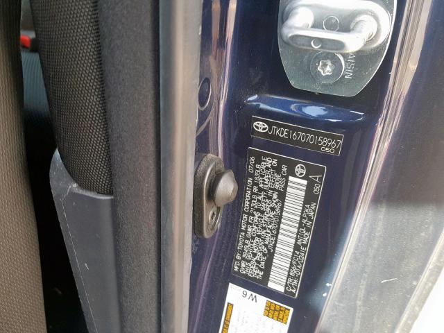 JTKDE167070158967 - 2007 TOYOTA SCION TC ლურჯი ფოტო 10