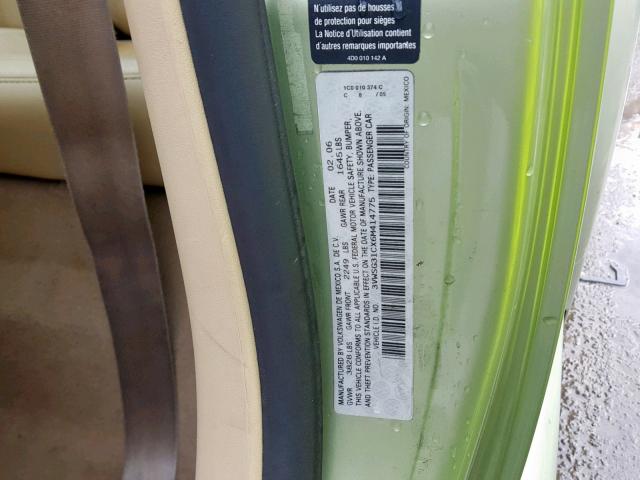 3VWSG31CX6M414775 - 2006 VOLKSWAGEN NEW BEETLE Yaşıl foto 10