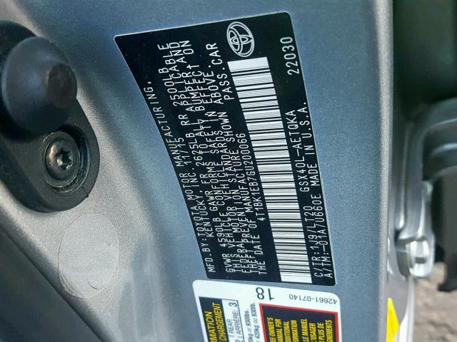 4T1BK1EB7GU200066 - 2016 TOYOTA AVALON XLE SILVER photo 10