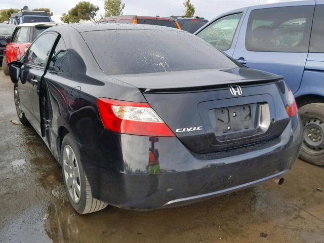 2HGFG12618H513389 - 2008 HONDA CIVIC LX BLACK photo 3