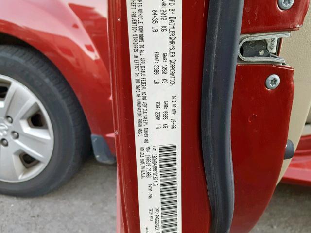 1B3HB48B87D167415 - 2007 DODGE CALIBER SX RED photo 10