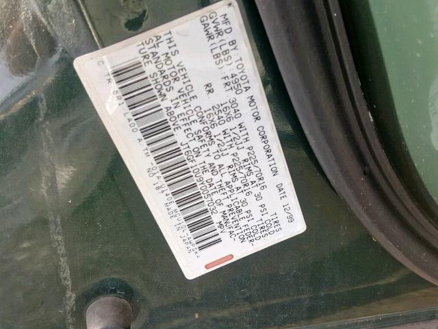 JT6GF10U9Y0057032 - 2000 LEXUS RX 300 GREEN photo 10