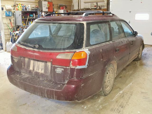 4S3BH635017306149 - 2001 SUBARU LEGACY L MAROON photo 4