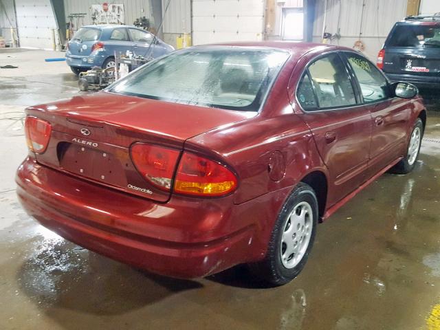 1G3NK52FX2C268134 - 2002 OLDSMOBILE ALERO GX BURGUNDY photo 4