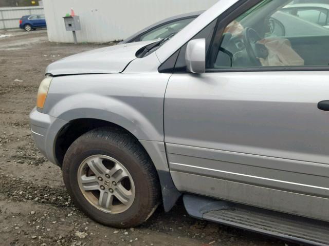 2HKYF18655H538557 - 2005 HONDA PILOT EXL SILVER photo 9