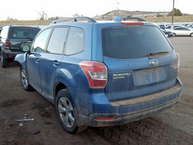 JF2SJADC1GH487688 - 2016 SUBARU FORESTER 2 BLUE photo 3