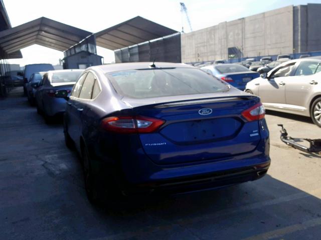 3FA6P0H93ER393207 - 2014 FORD FUSION SE BLUE photo 3