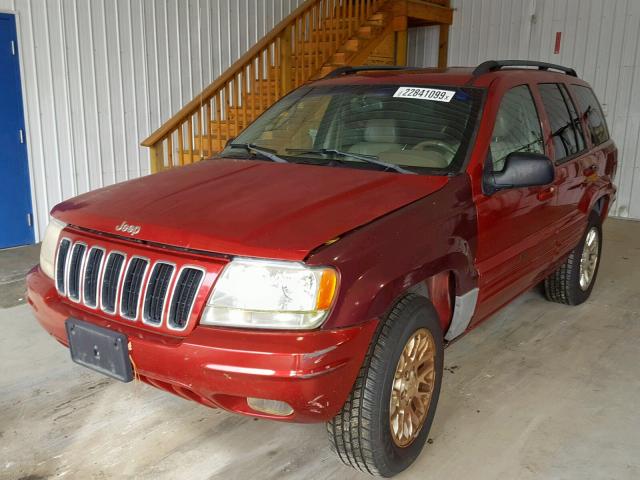 1J4GW58S52C218799 - 2002 JEEP GRAND CHER RED photo 2