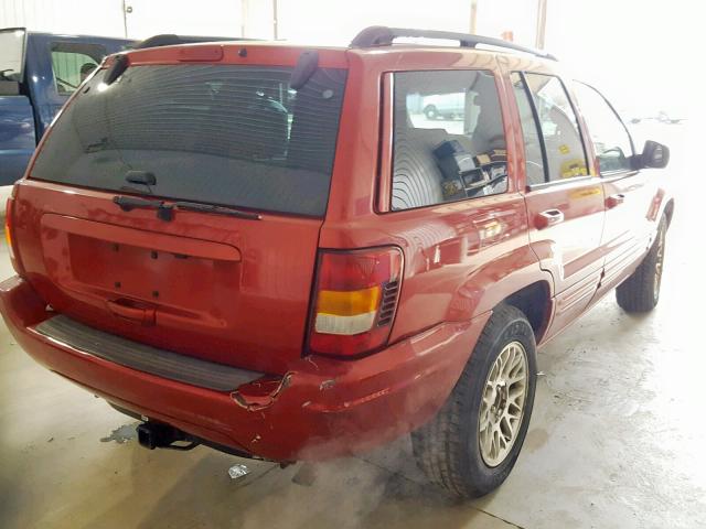 1J4GW58S52C218799 - 2002 JEEP GRAND CHER RED photo 4