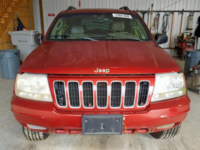 1J4GW58S52C218799 - 2002 JEEP GRAND CHER RED photo 9