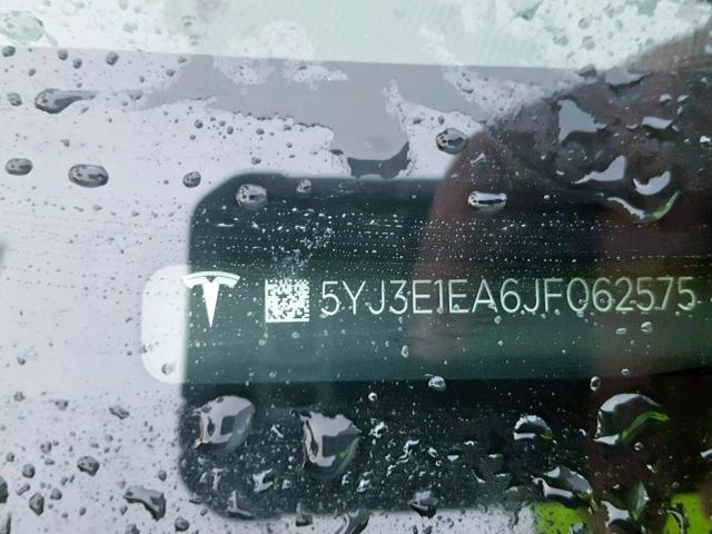 5YJ3E1EA6JF062575 - 2018 TESLA MODEL 3 შავი ფოტო 10