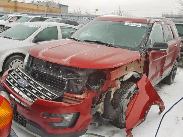 1FM5K8D83GGA39385 - 2016 FORD EXPLORER X RED photo 2